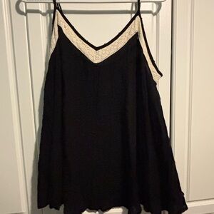 Black and White Lace Trim Cami Top